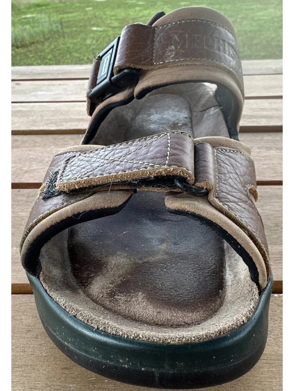 Mephisto Shark Fit Brown Leather Strap Shock Absorber Sandals EUR 41